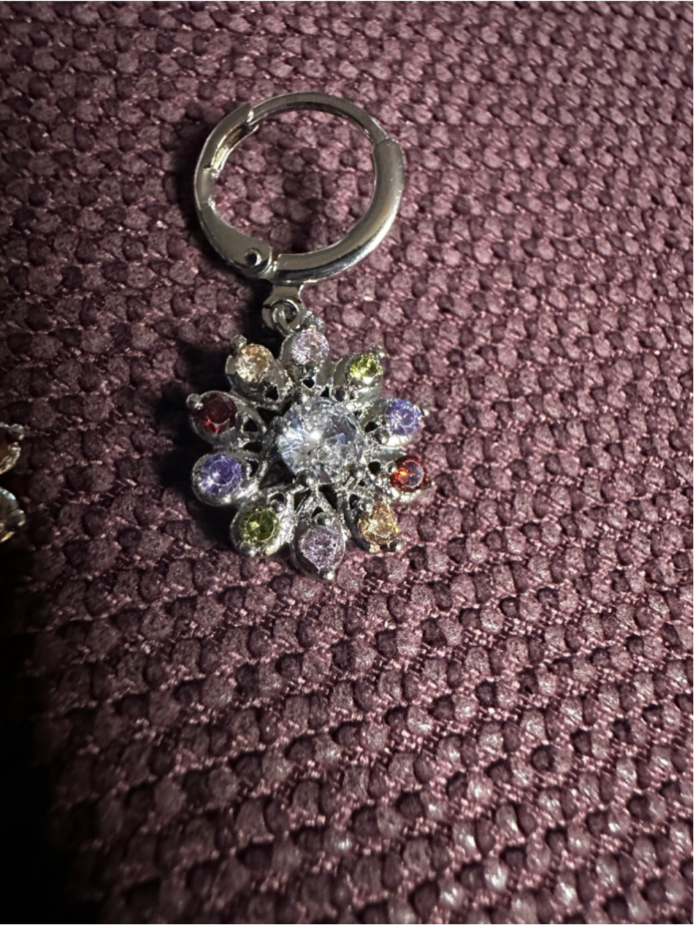 Multicolor & Silver Flower Drop Earrings - Picture 4 of 5